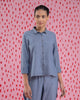 High-Low Placket Top - Blue