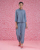 High-Low Placket Top - Blue