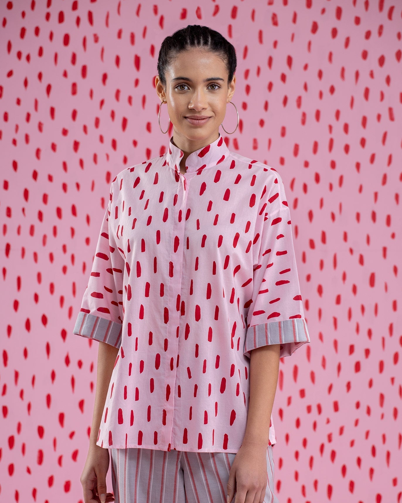 Band Collar Top - Pink