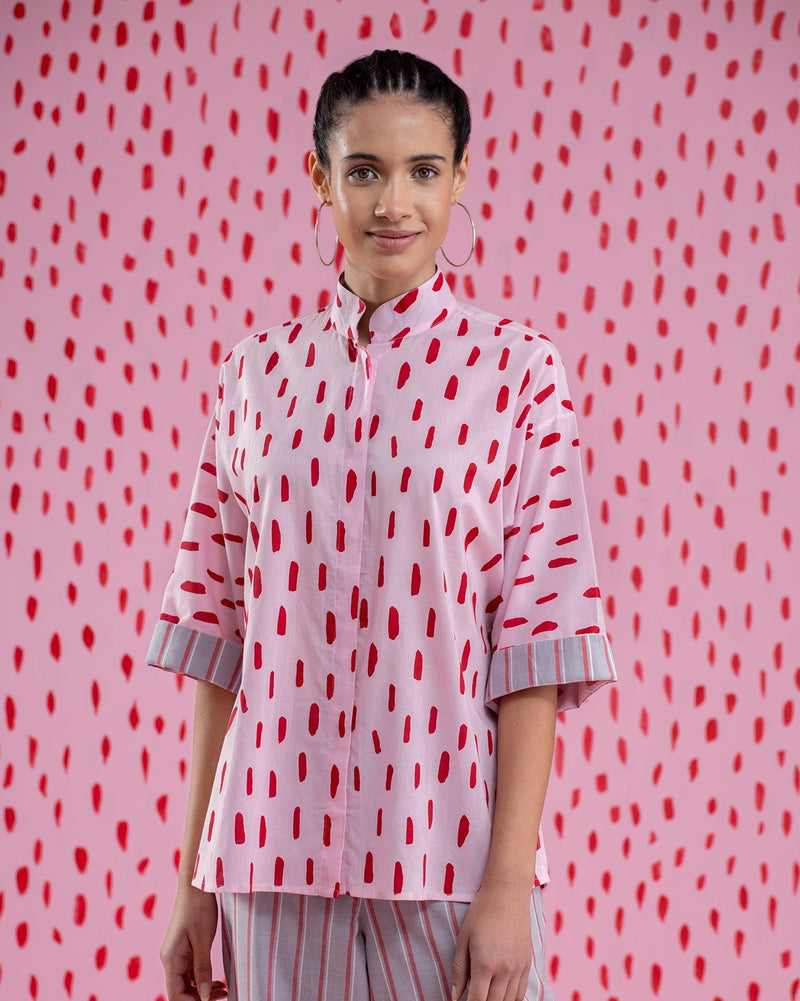Band Collar Top - Pink