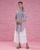 Basic Mid-Length Stripe Kurta - Red & Grey
