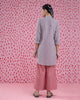 Basic Mid-Length Stripe Kurta - Red & Grey