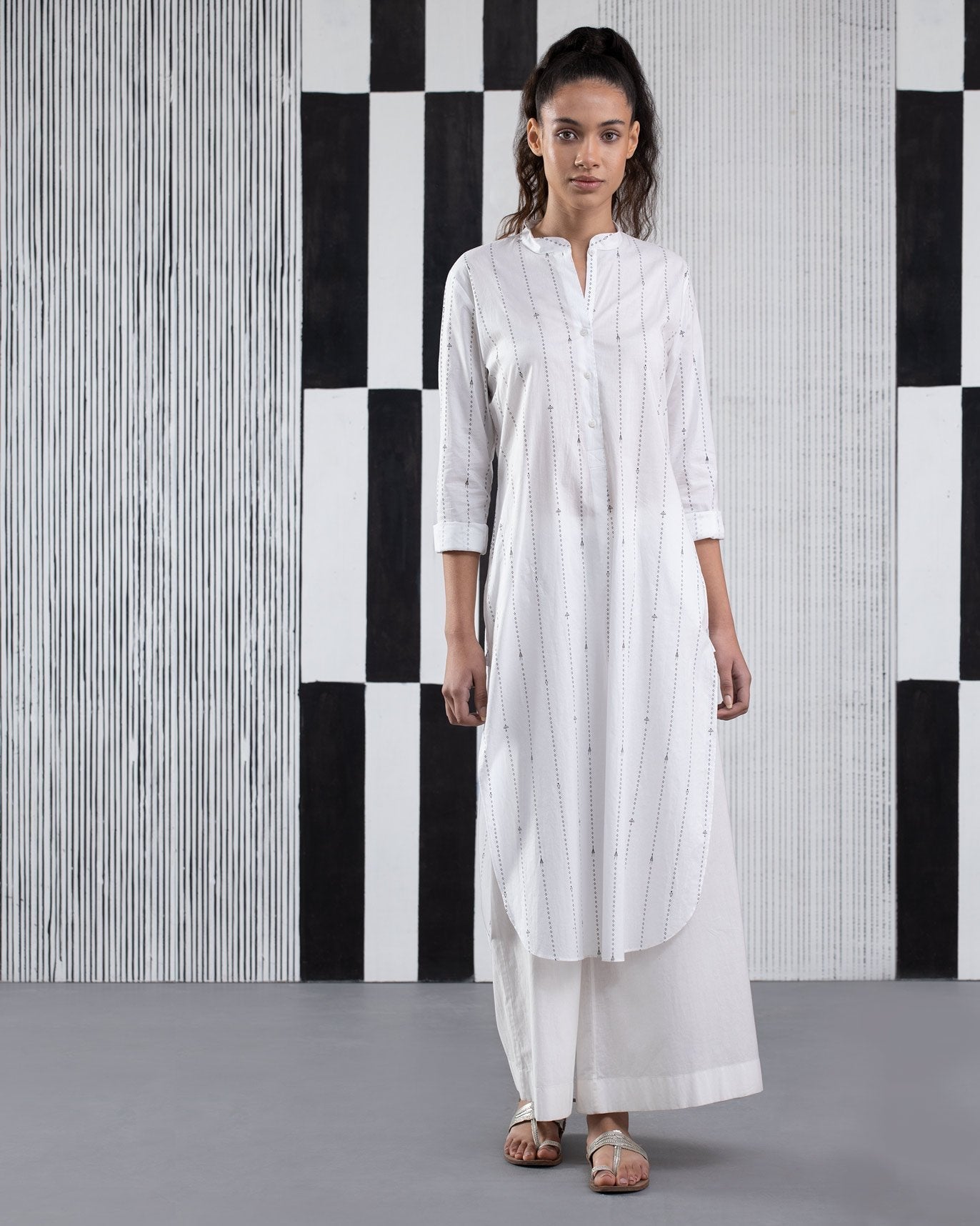 Musafir Long Length Kurta - White