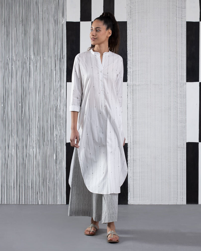 Musafir Long Length Kurta - White