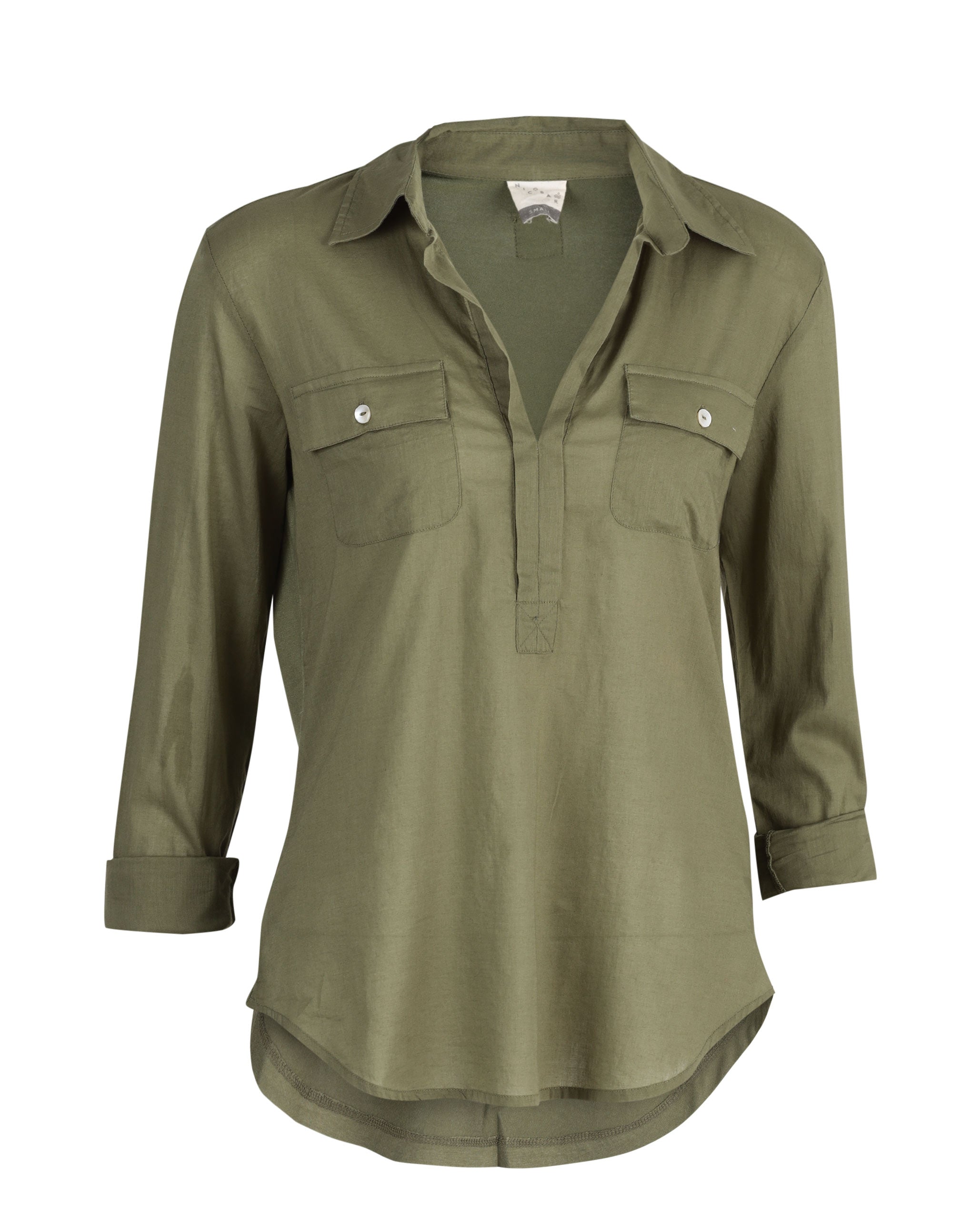 Open Collar Top - Safari