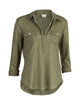 Open Collar Top - Safari