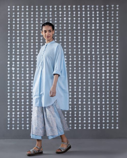 Back Tab Kurta - Blue