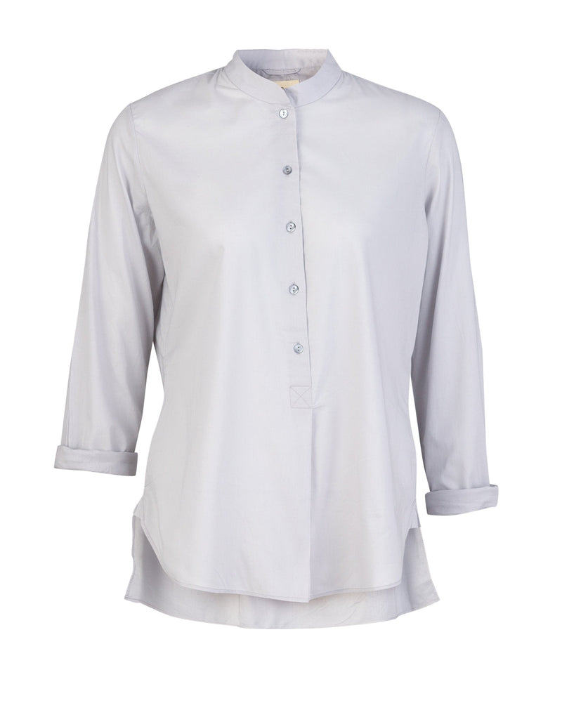 Mandarin Collar Top - Ash Grey