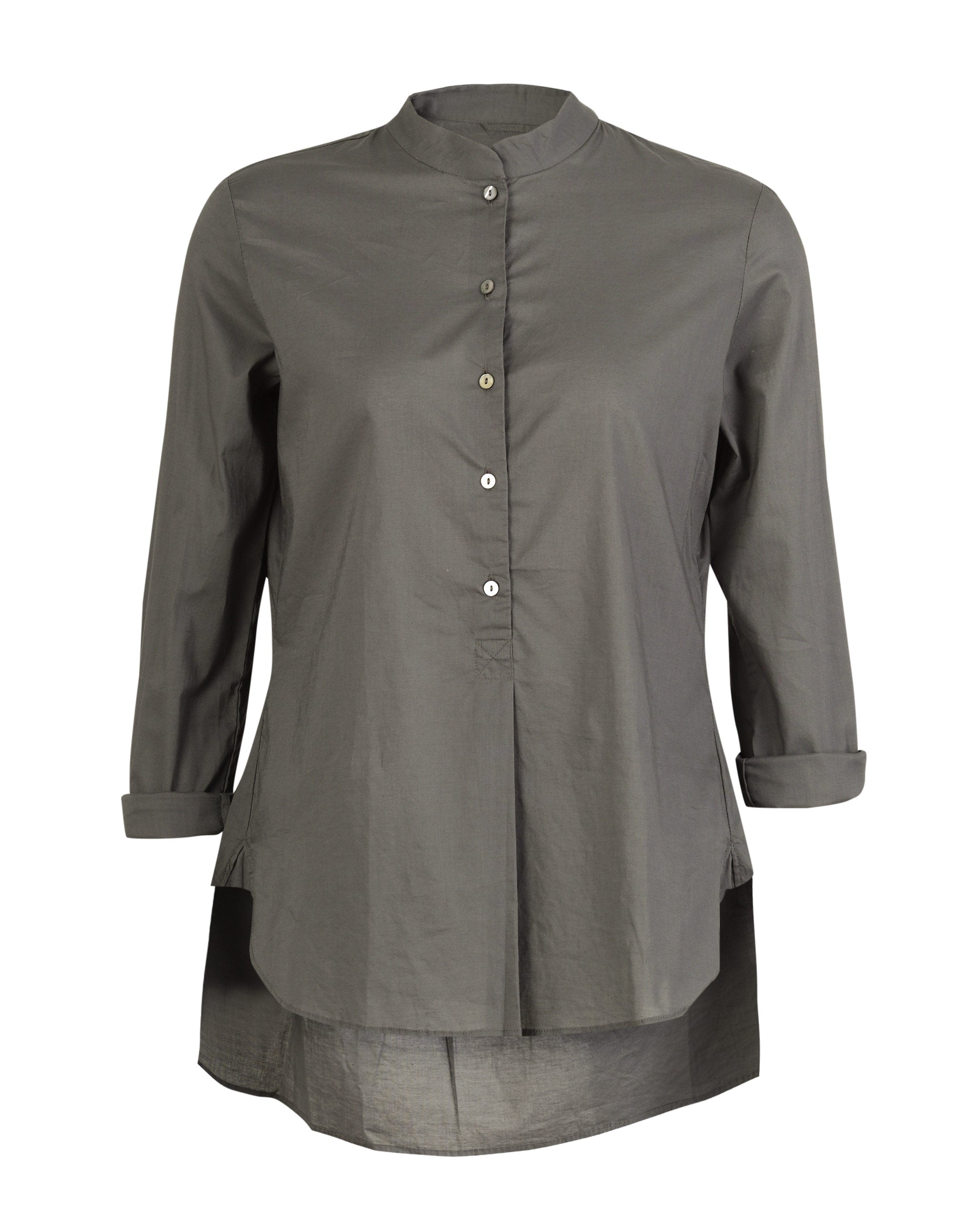 Mandarin Collar Top - Grey