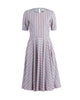 Flare Stripe Dress - Red & Grey
