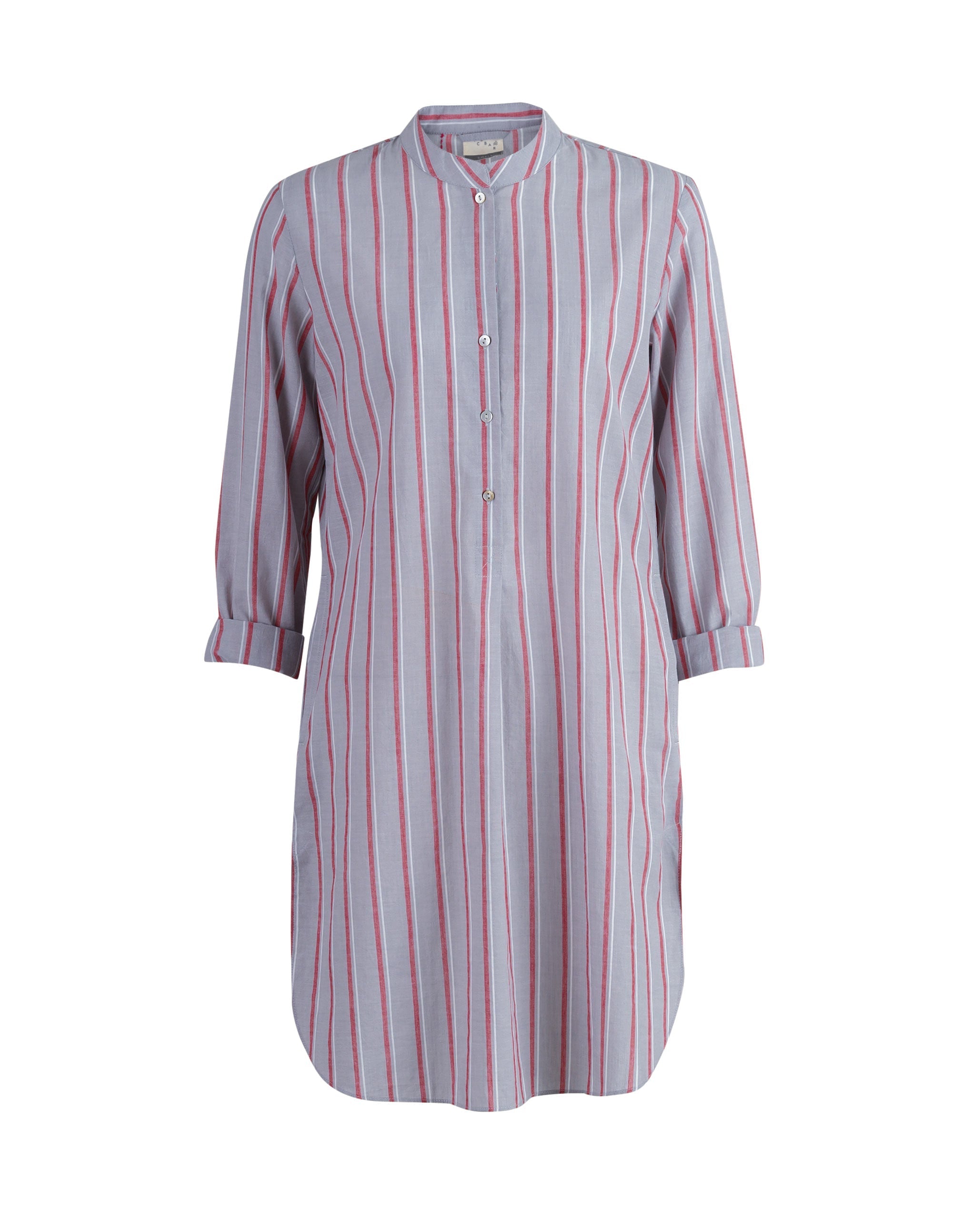 Basic Mid-Length Stripe Kurta - Red & Grey