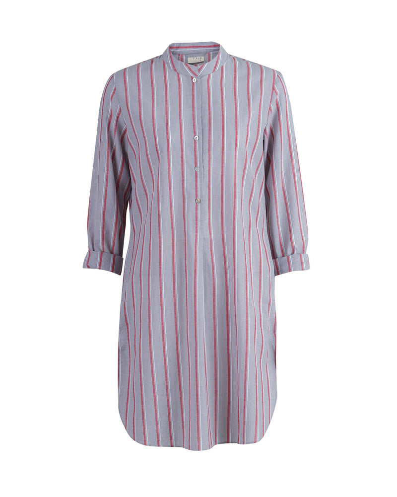 Basic Mid-Length Stripe Kurta - Red & Grey