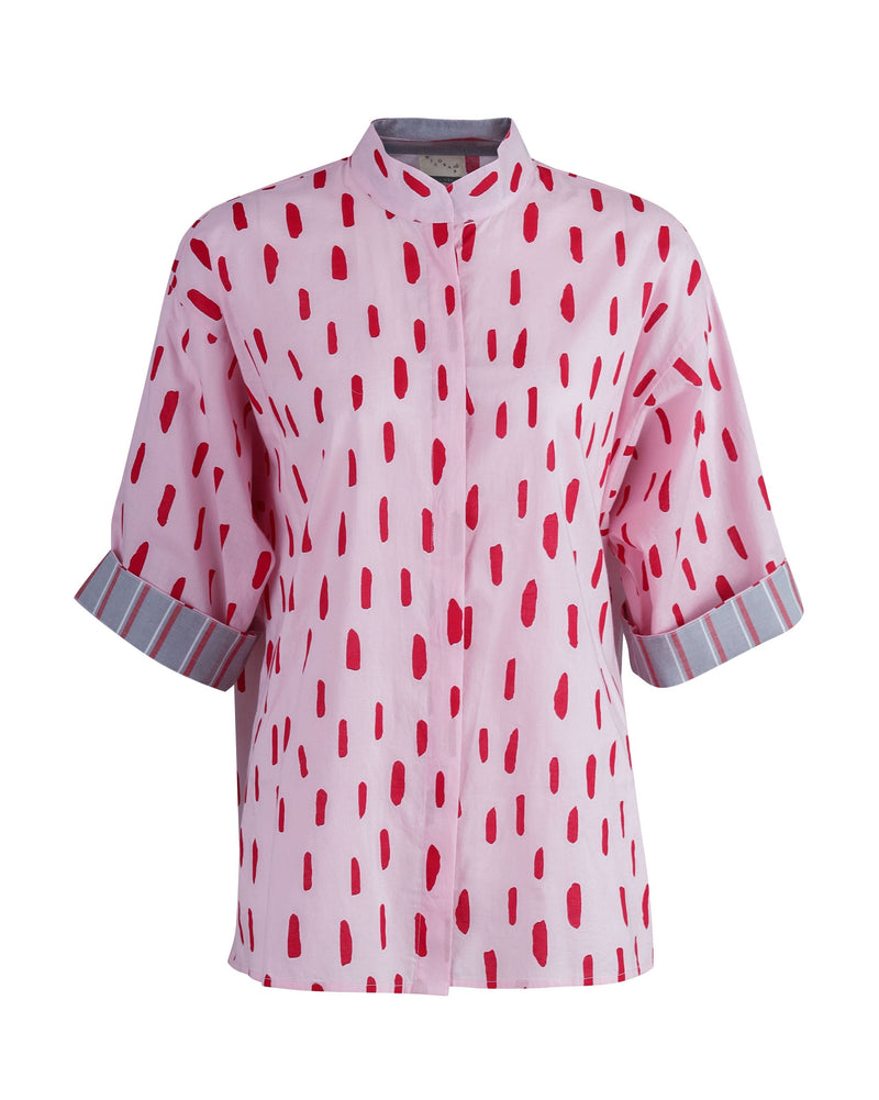 Band Collar Top - Pink