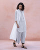 Mid-Length Stripe Kurta - Grey