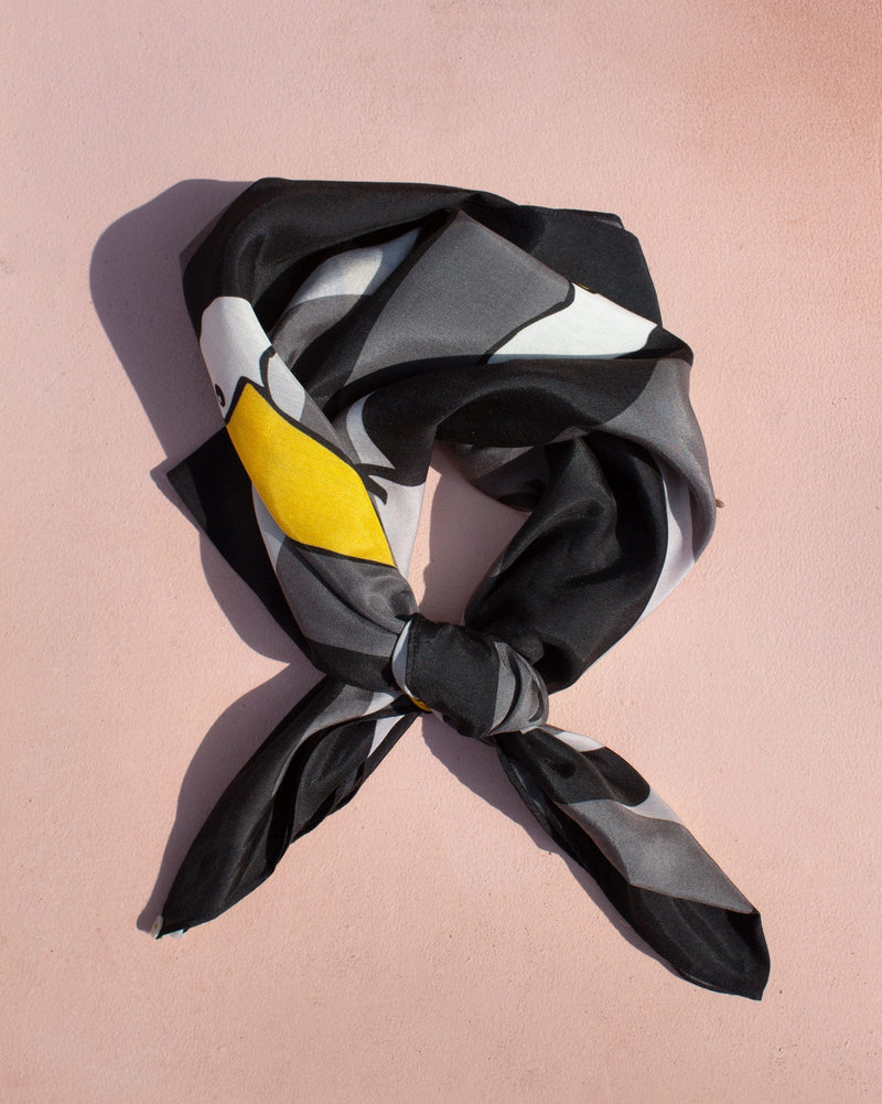 Birds of Paradise Scarf - Grey & Black