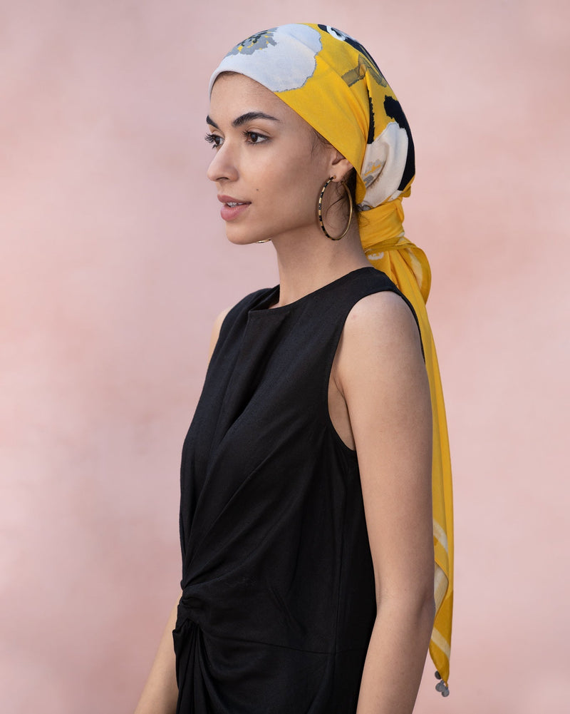 Bold Flower Scarf - Ochre