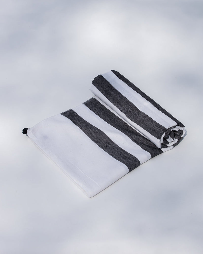 Indo Stripe Towel - White & Black
