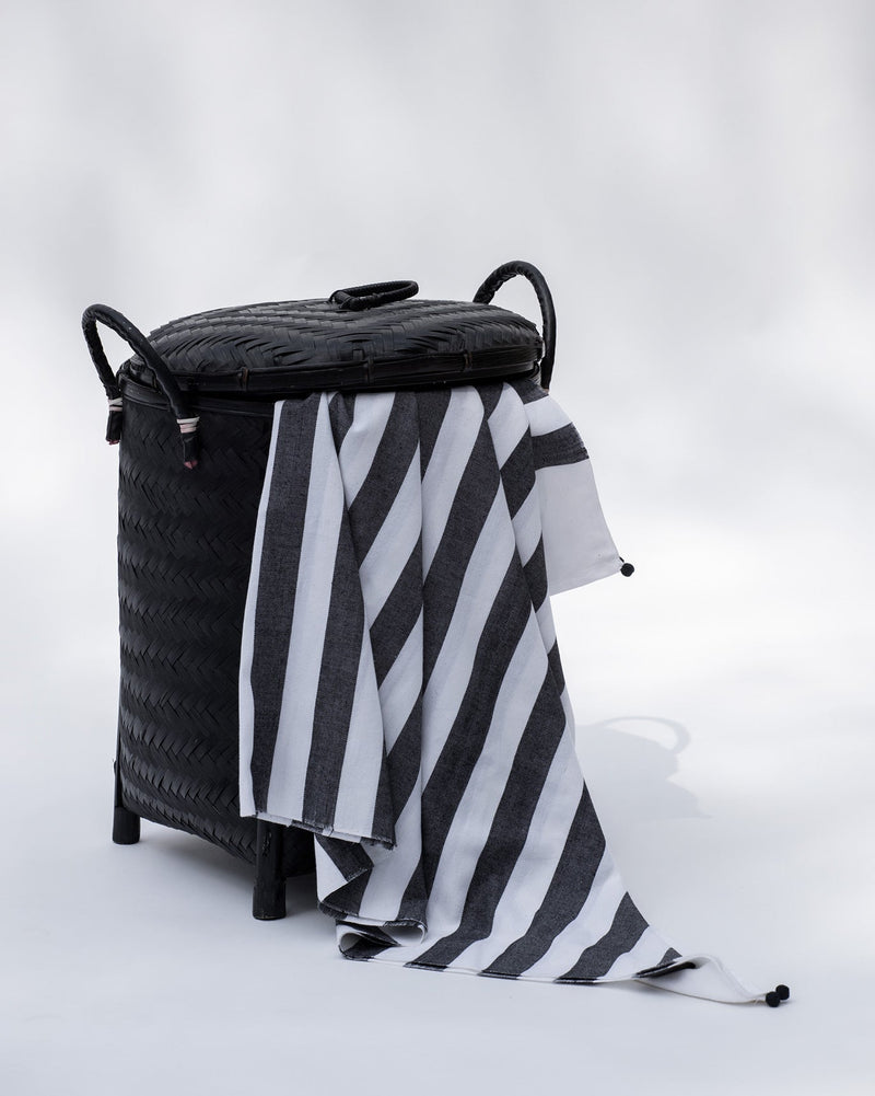 Indo Stripe Towel - White & Black