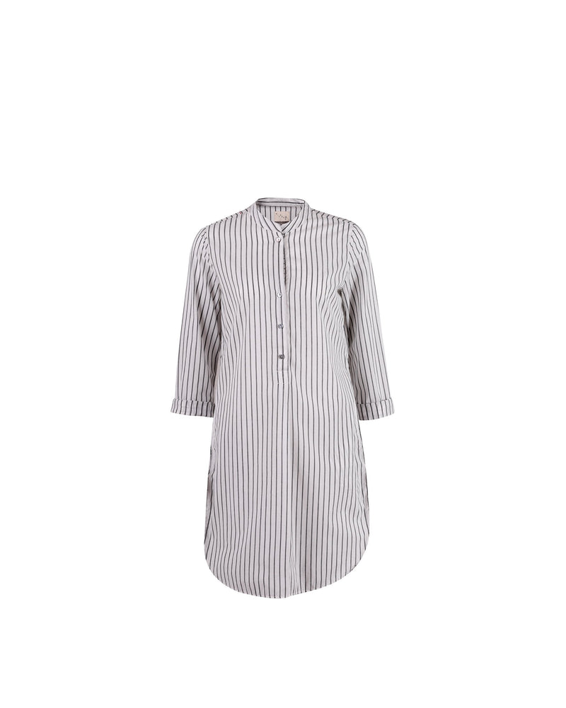 Mid-Length Stripe Kurta - Grey