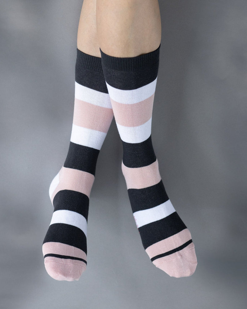 Broad Stripe Socks - Pink & Black