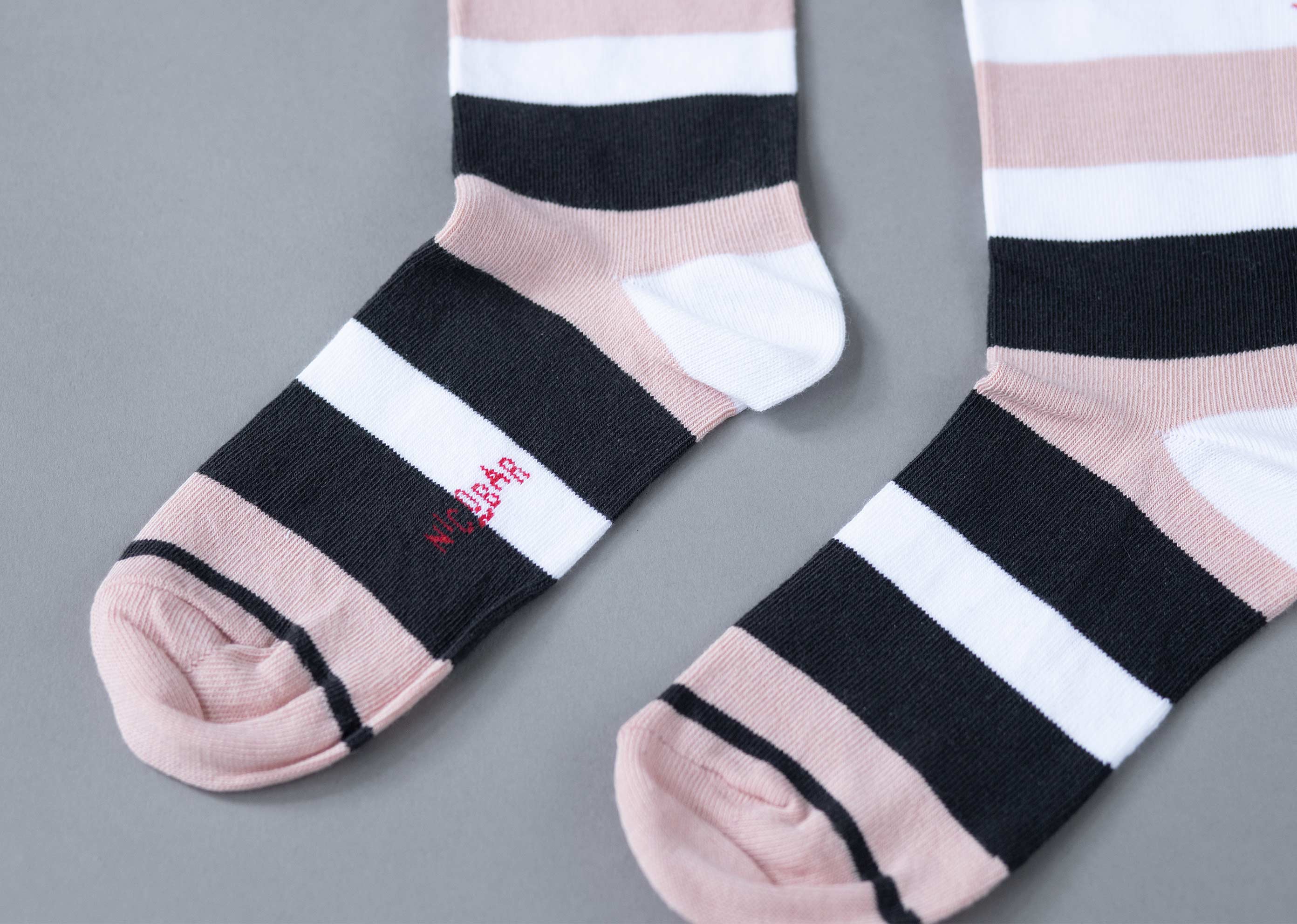 Broad Stripe Socks - Pink & Black