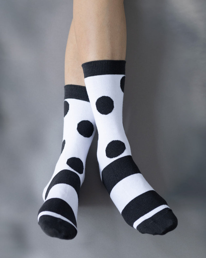 Dot & Stripe Socks - Black & White
