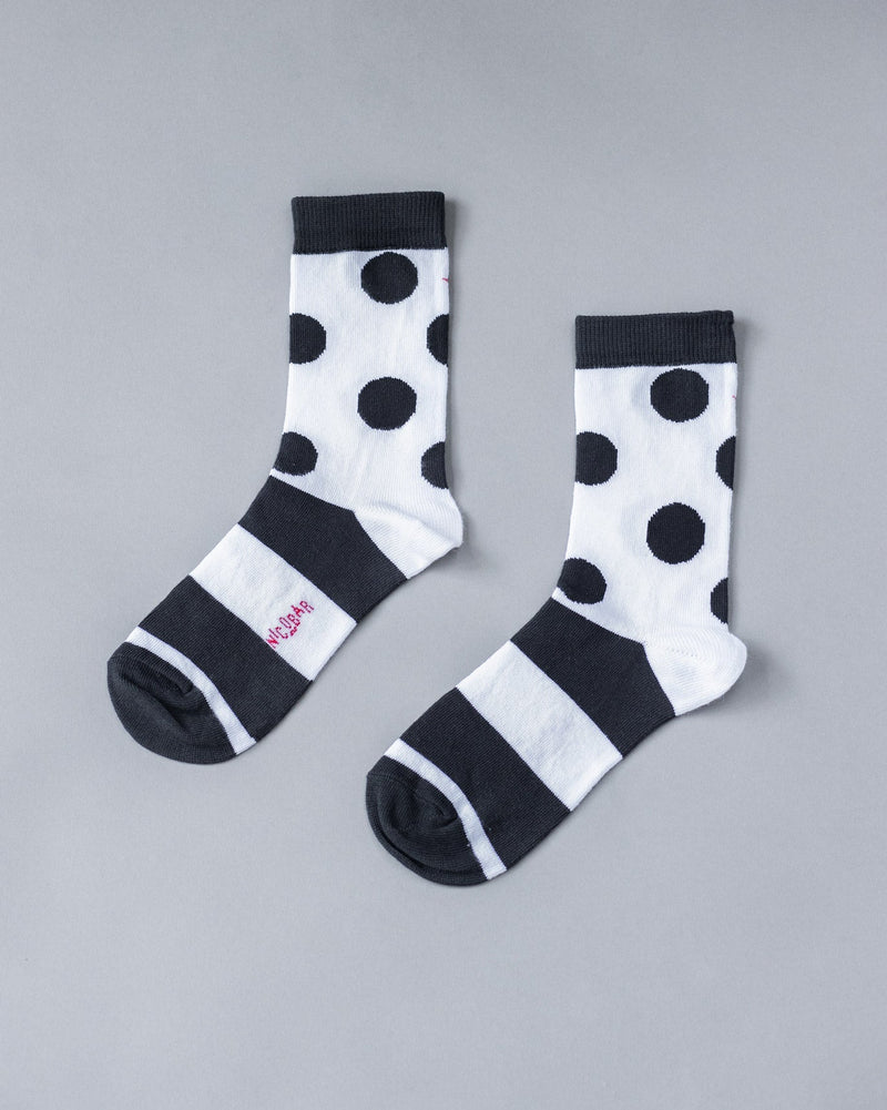 Dot & Stripe Socks - Black & White