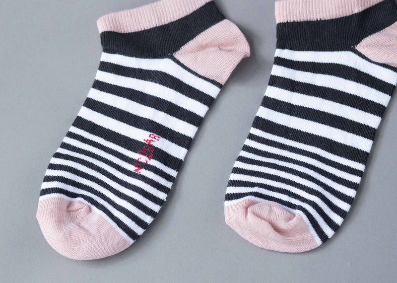 Narrow Stripe Socks - Black & Pink