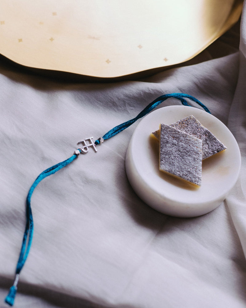 Alphabet M Rakhi - Silver
