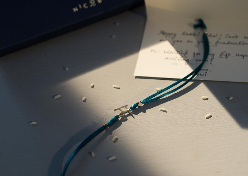 Alphabet M Rakhi - Silver