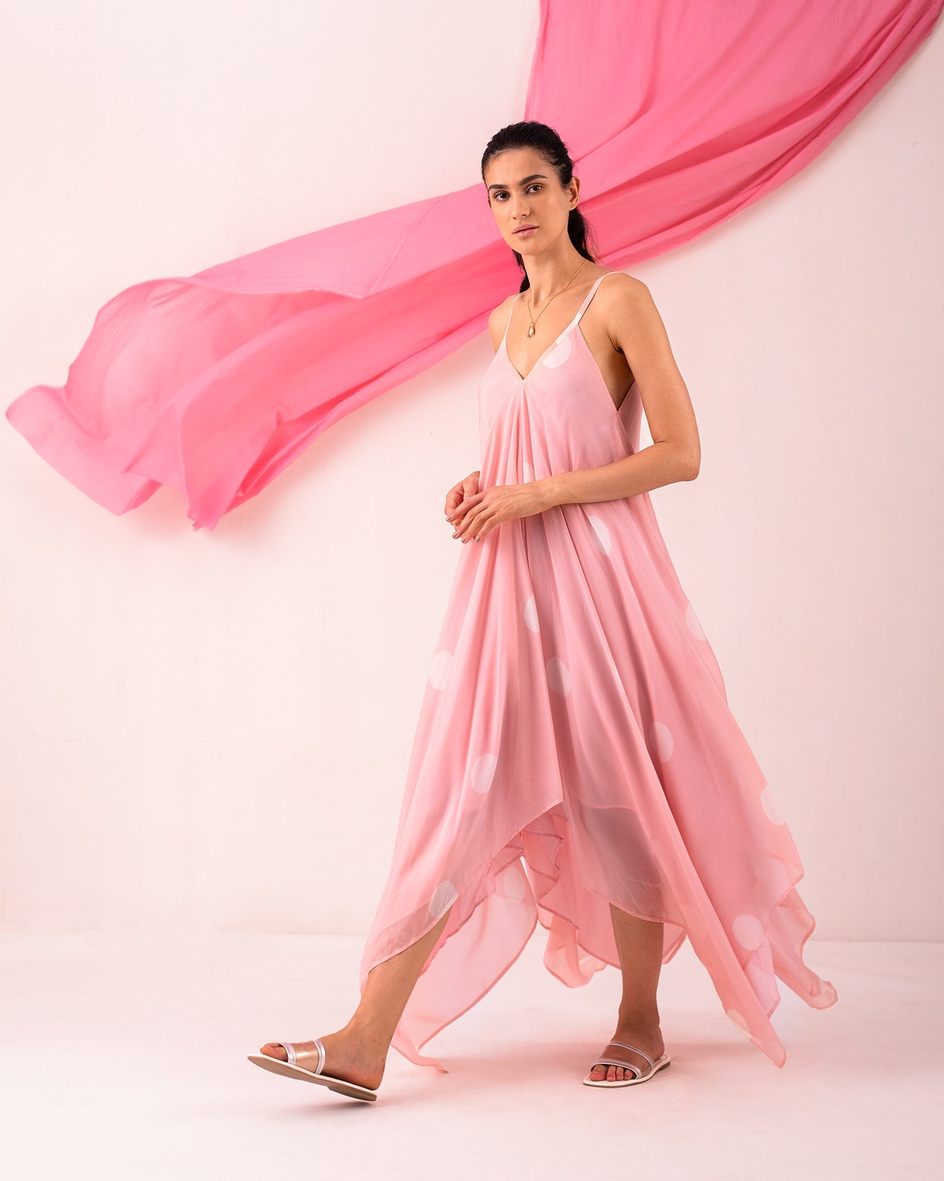 Handkerchief Dress - Pink & White