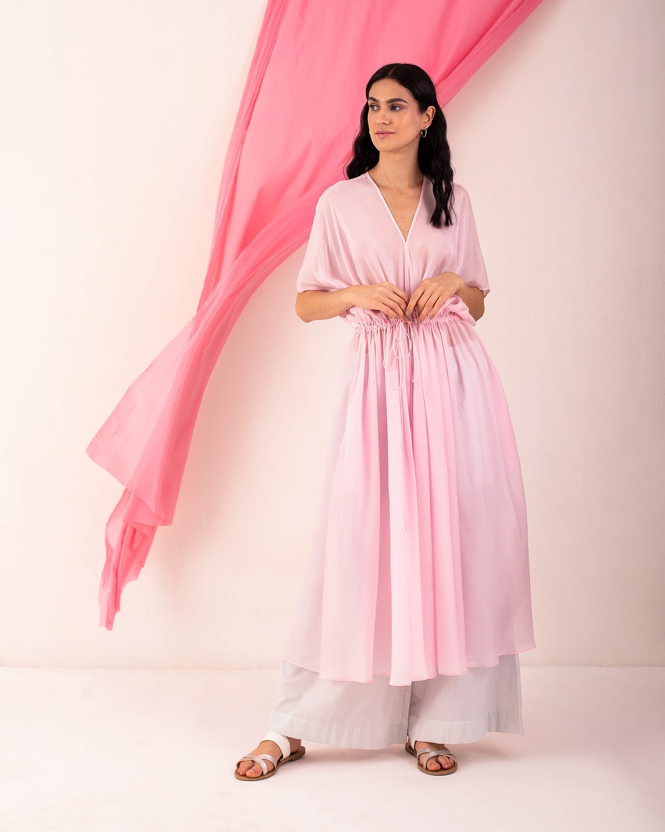Gathered Waist Kurta - Pink