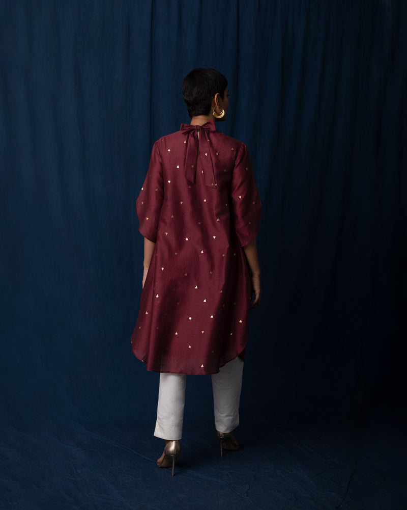 High Neck Kurta - Red