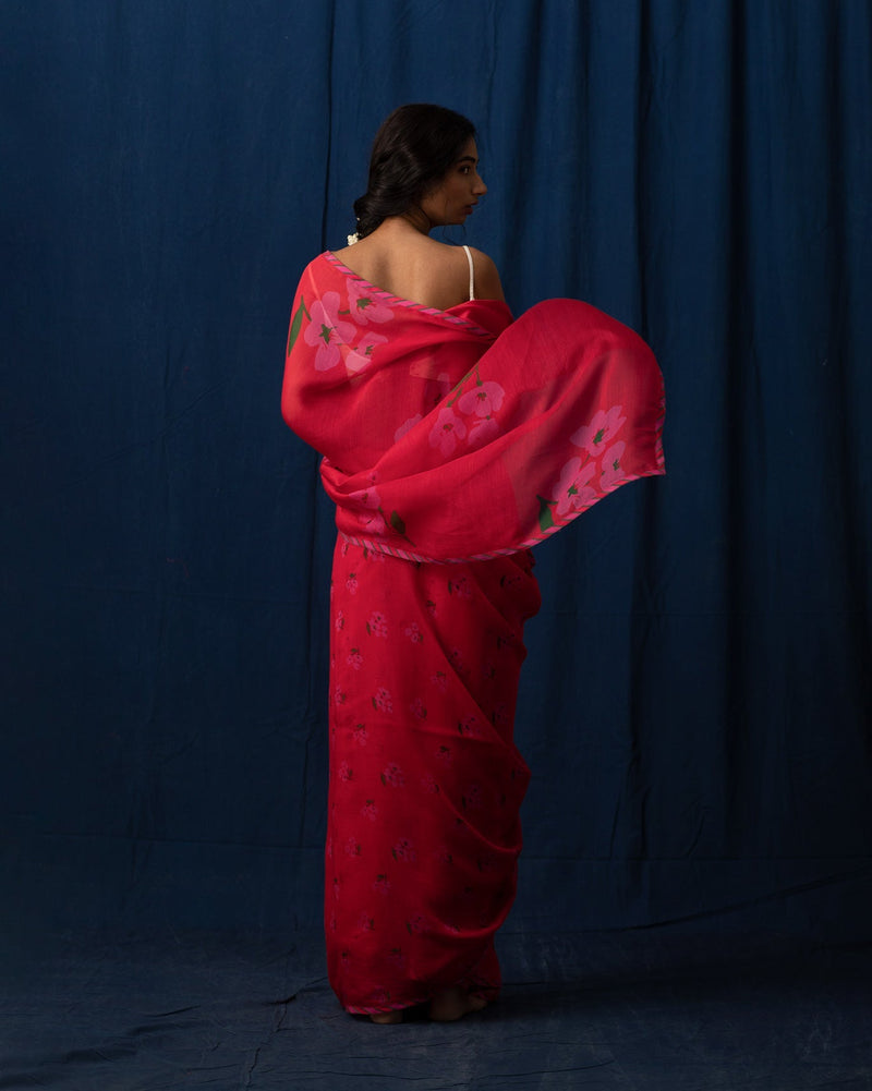 Forest Flame Sari - Red