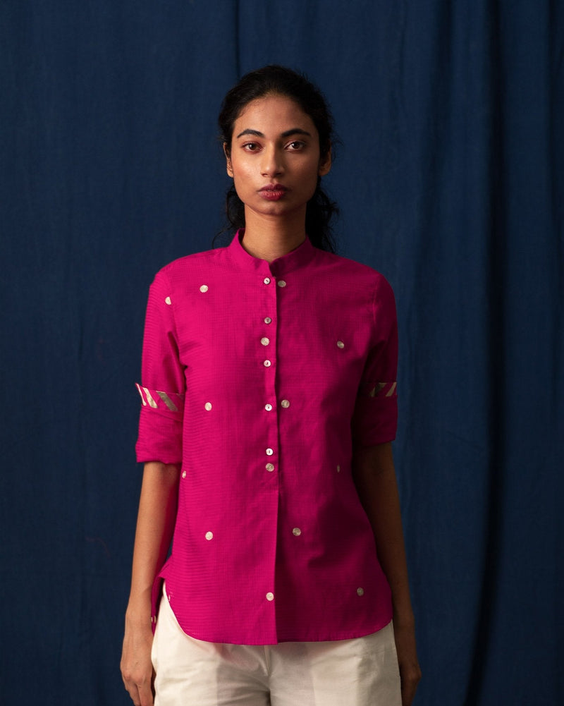 Mandarin Collar Top - Pink