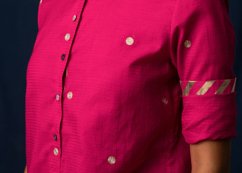 Mandarin Collar Top - Pink