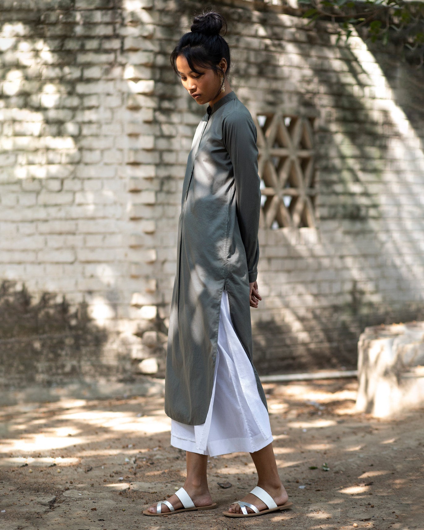 Basic Long Kurta - Charcoal