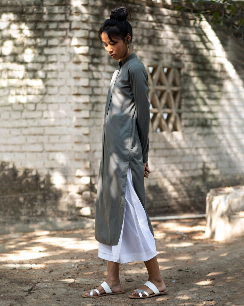 Basic Long Kurta - Charcoal