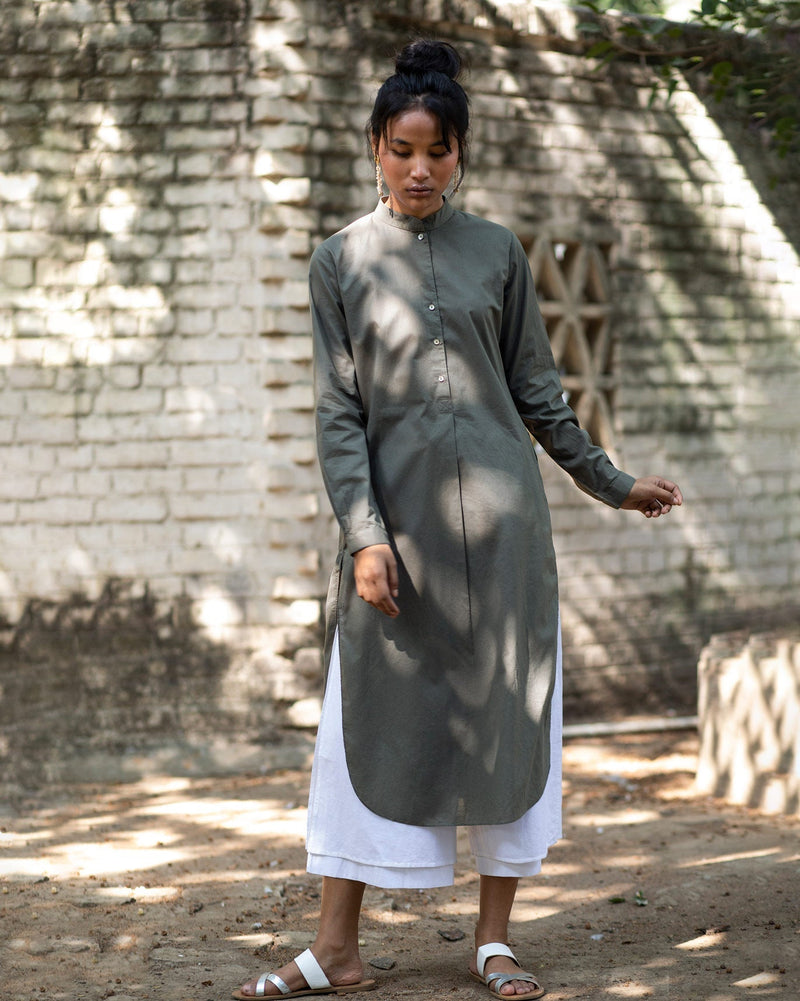 Basic Long Kurta - Charcoal