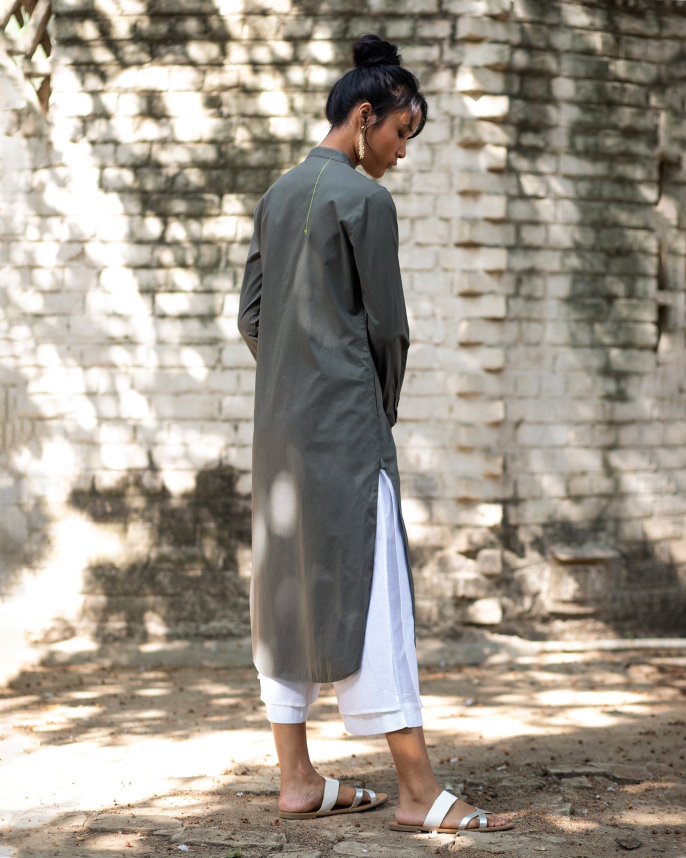 Basic Long Kurta - Charcoal