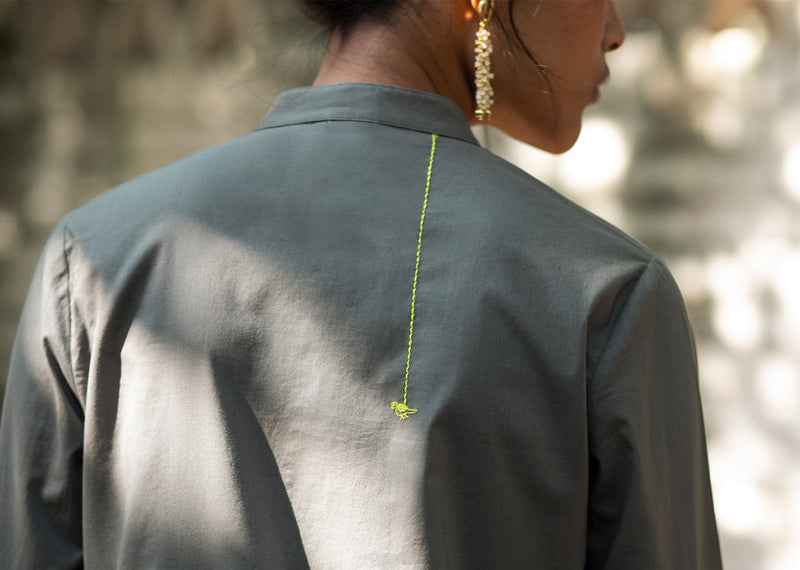 Basic Long Kurta - Charcoal