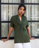 Gathered Jersey Top - Olive