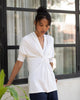 Gathered Jersey Top - White