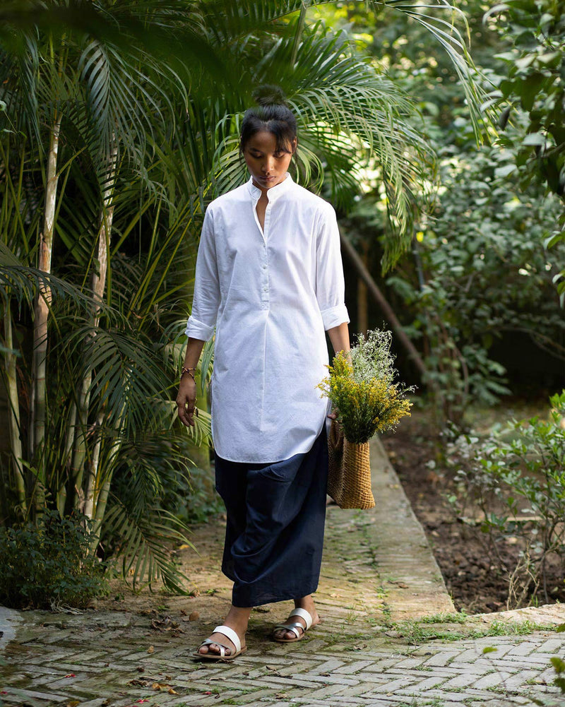Basic Mid-length Kurta - White