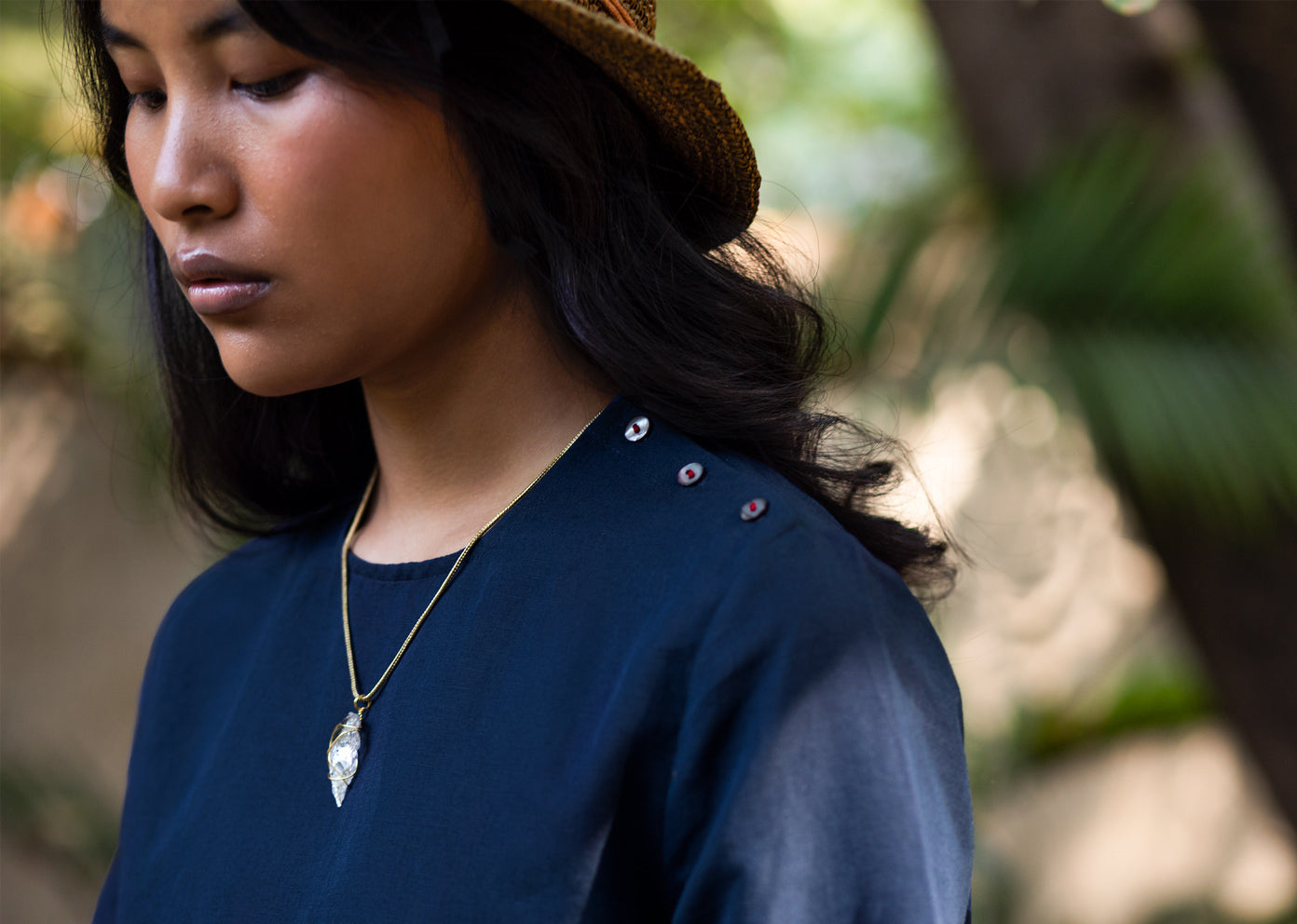 High Slit Top - Indigo