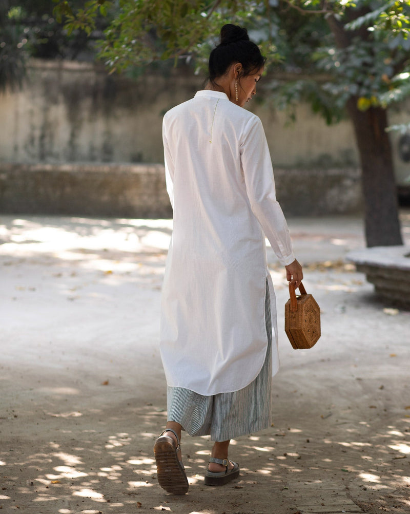 Basic Long Kurta - White