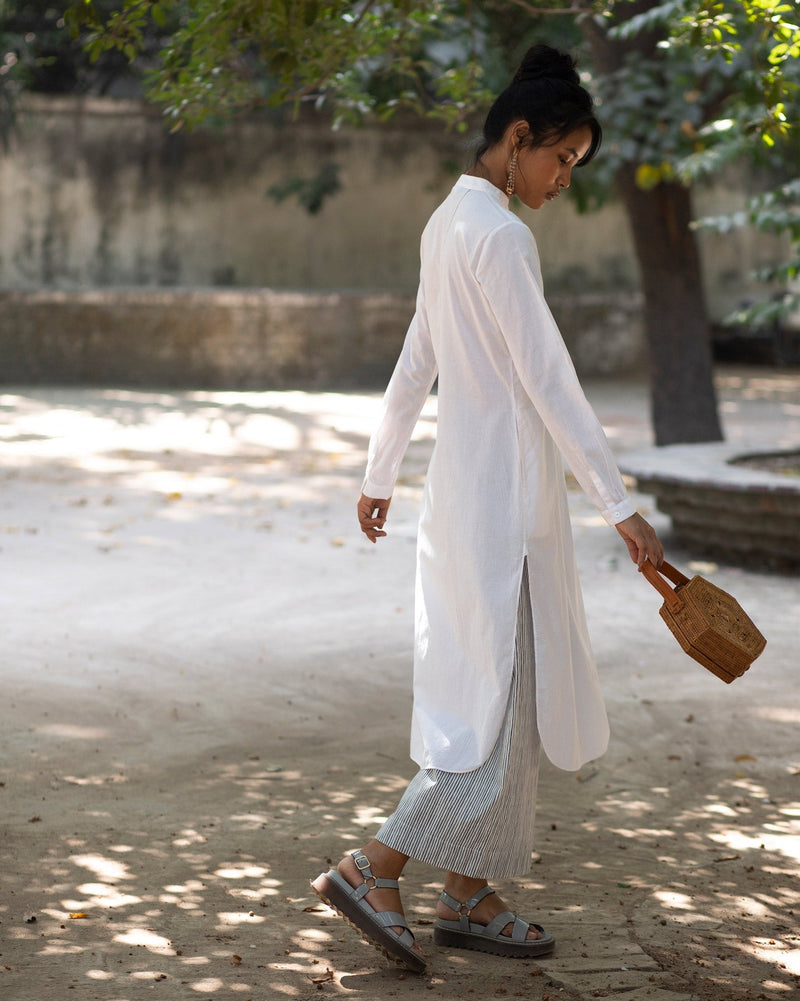 Basic Long Kurta - White