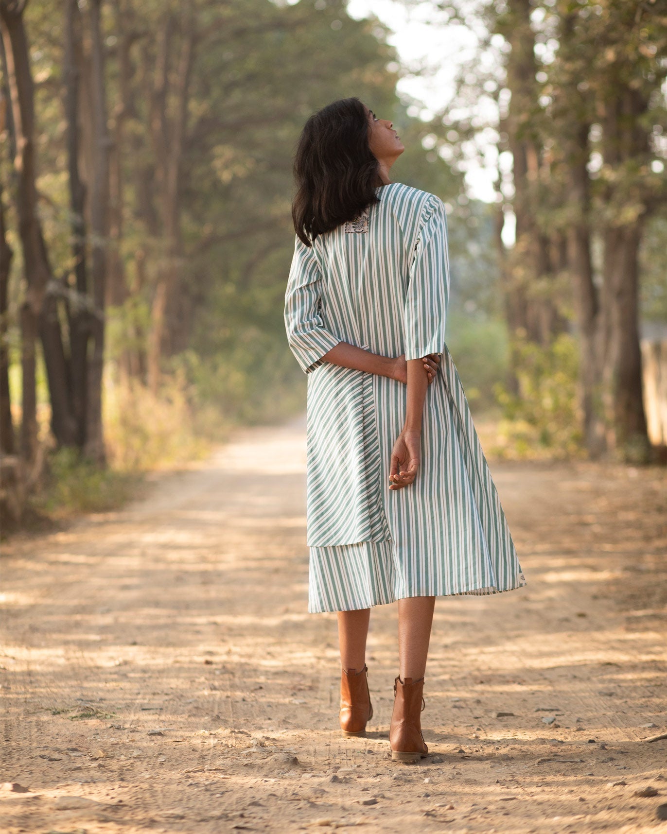 Compass Stripe Dress - Olive