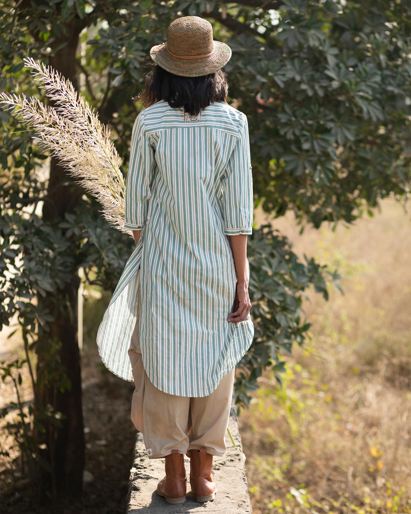 Button-down Stripe Top - Olive