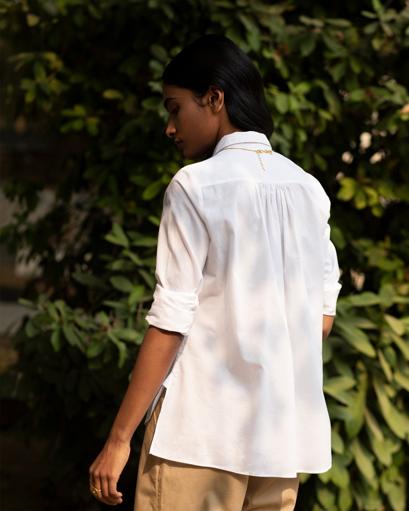 Cantonese Collar Top - White